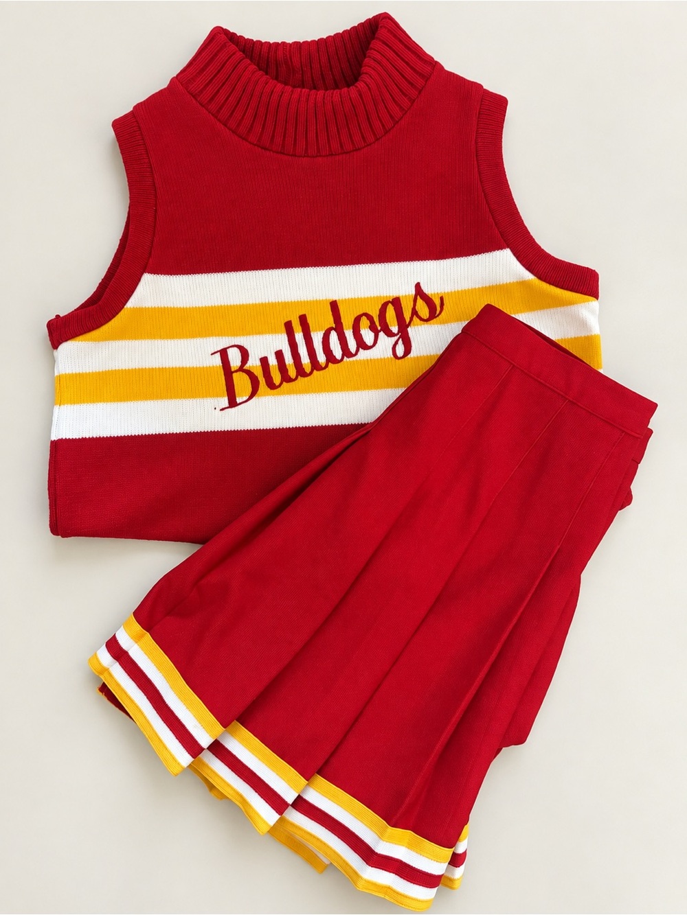 Vintage Varsity Cheerleader Uniform Bulldogs 2 Piece Skirt Top 9W28 (small)